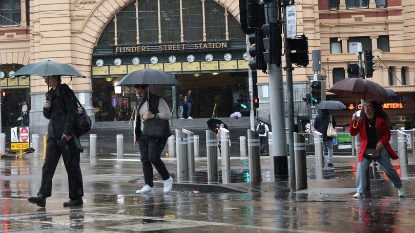 Wet weather in Melbourne before the Melbourne Cup. Picture: NewsWire/ David Crosling