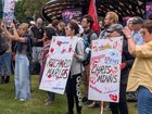 Pro-Palestine protesters in Darling Harbour.