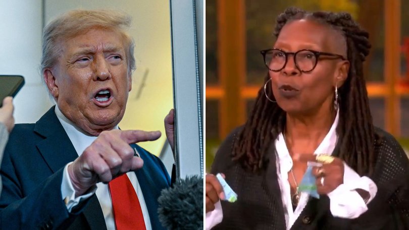 Whoopi Goldberg has torn up a note handed to her by her co-host during a live taping of The View, moments after making a remark about US President Donald Trump.