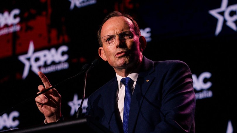 Former Australian Prime Minister Tony Abbott speaks at the opening of the 2025 QPAC Australia. 