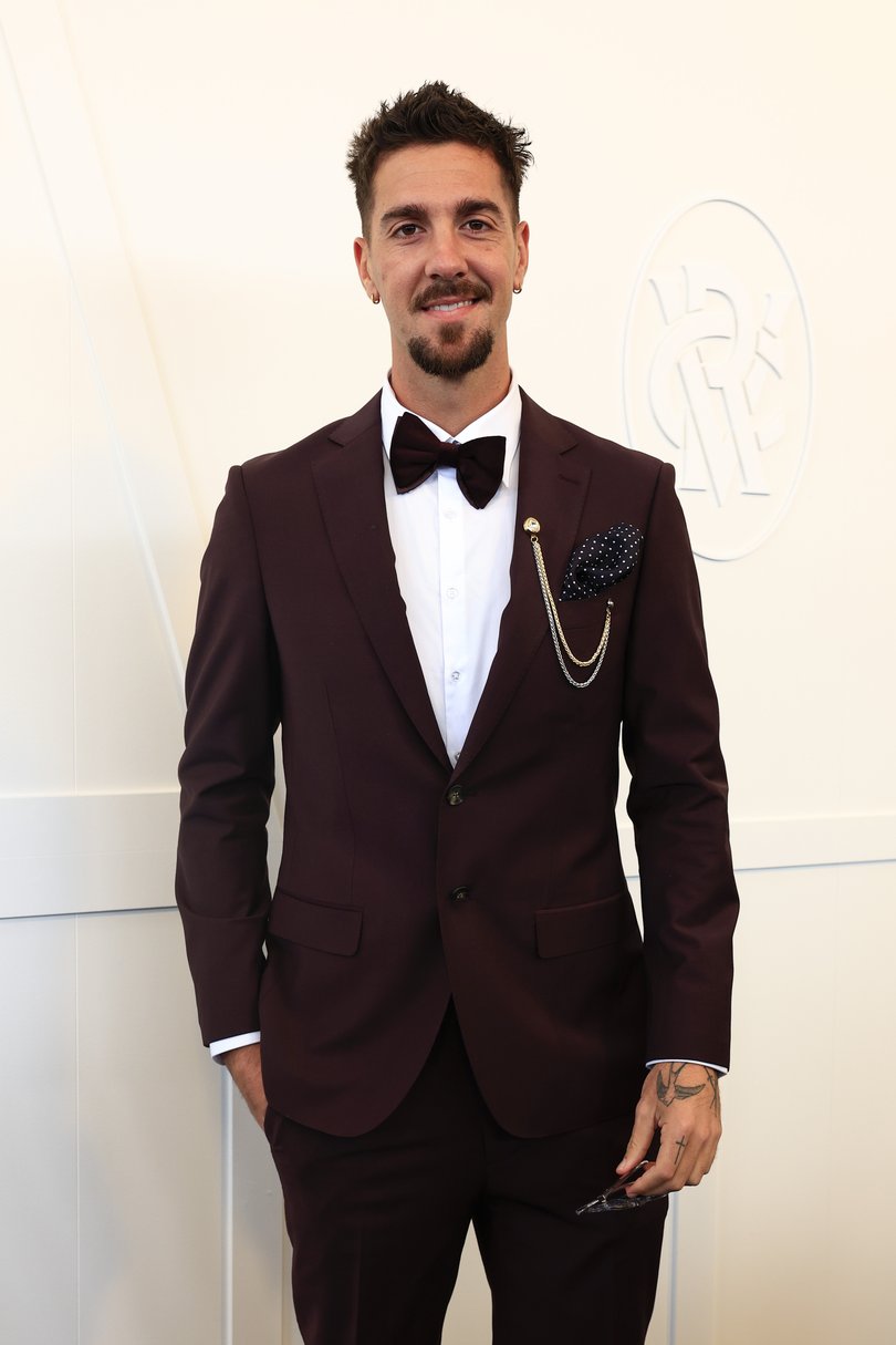 MELBOURNE, AUSTRALIA - NOVEMBER 04: Thanasi Kokkinakis poses for a photo during 2025 Melbourne Cup Day at Flemington Racecourse on November 04, 2025 in Melbourne, Australia. (Photo by Sam Tabone/Getty Images)
