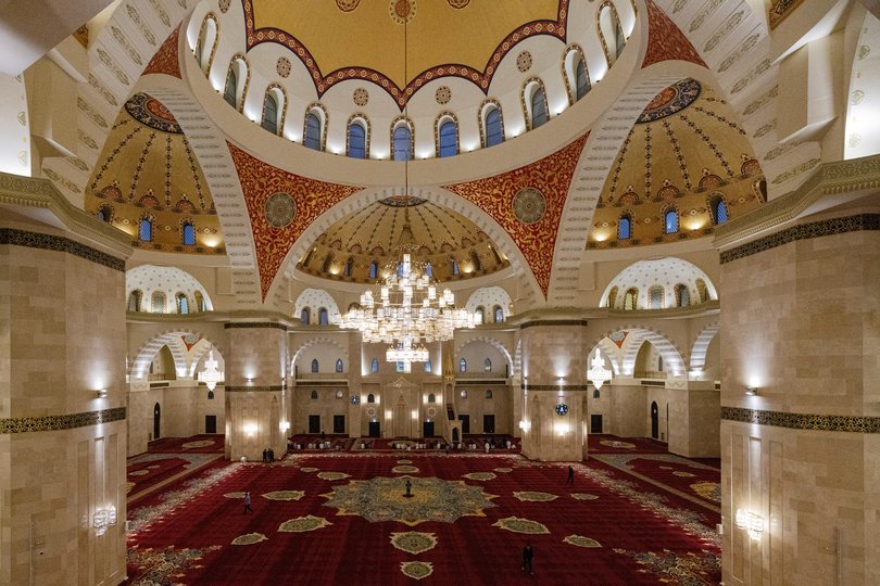 The interior of the Sheikh Zayed Grand Mosque, which can hold more than 7,000 worshippers, in Al Fujayrah.