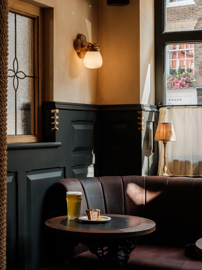 The famous pork pie served with a Portobello pilsner at The Hart.