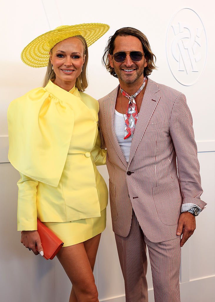 Jane Scandizzo and Joey Scandizzo pose for a photo during 2025 Melbourne Cup Day.