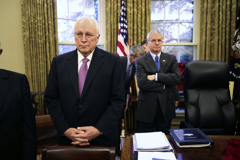 FILE - Vice President Dick Cheney, left, in the Oval Office in 2007.