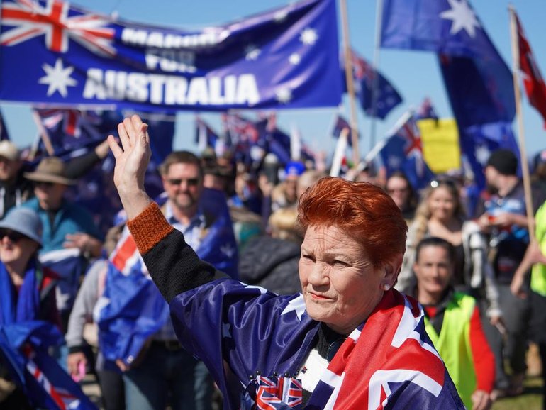Pauline Hanson is enjoying the best polling of One Nation's near 30-year history. (Dominic Giannini/AAP PHOTOS)