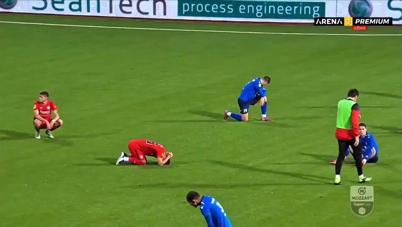 Grief-stricken players sob after news breaks of Zizovic’s death.