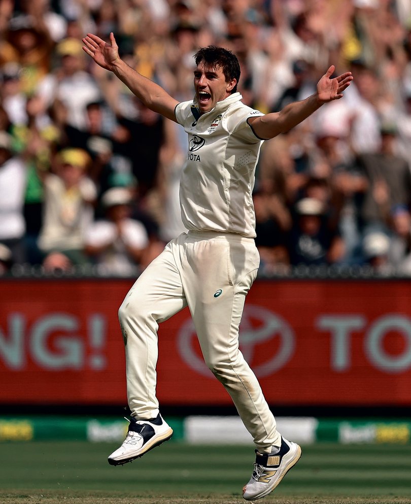 Pat Cummins of Australia appeals for a wicket.