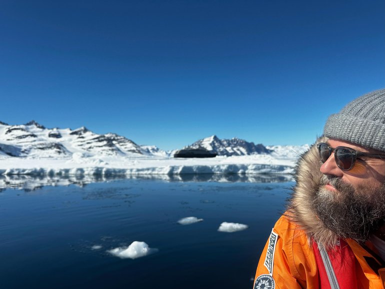 Sam Elsom in waters off Greenland.