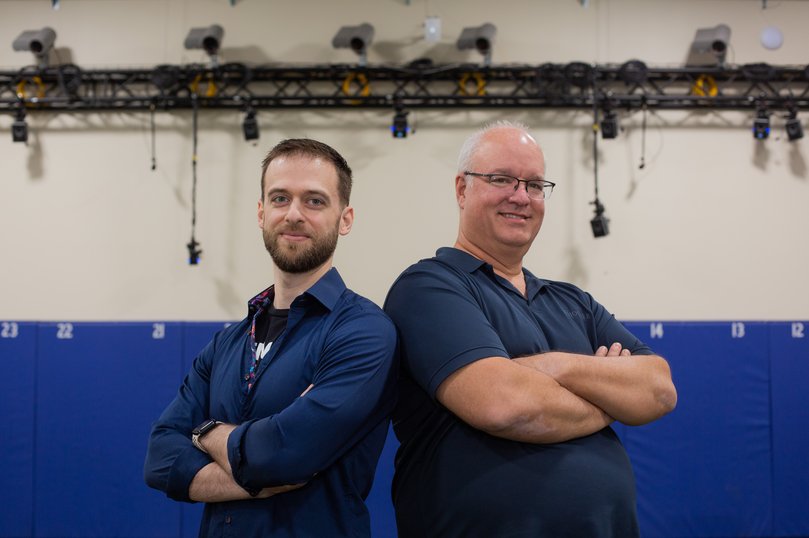 From left, Chris Brown, CTO of Infinite Athlete, and Jeff Crandall, CEO of Biocore, in the performance lab at the Biocore facility in Charlottesville. MUST CREDIT: Cal Cary/For The Washington Post