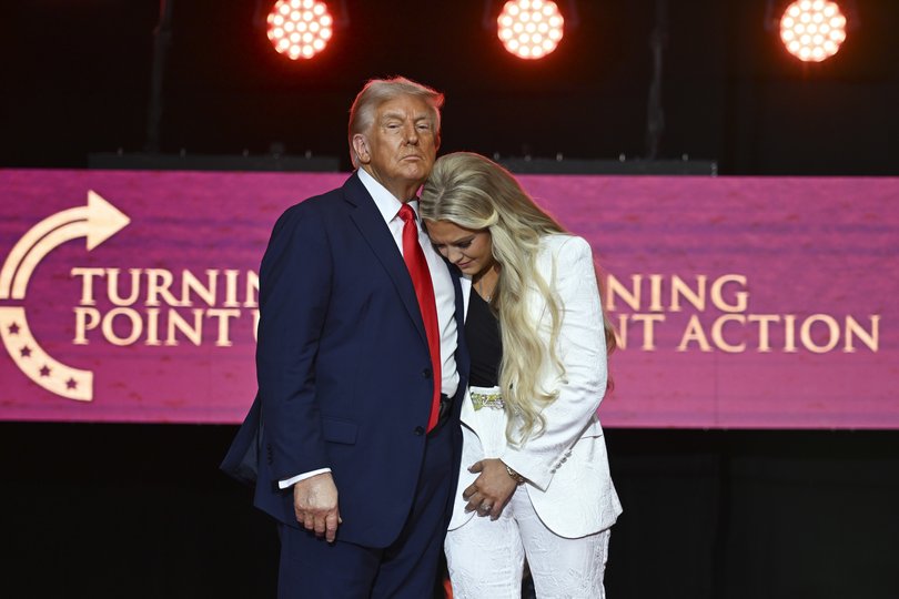President Donald Trump with Erika Kirk.