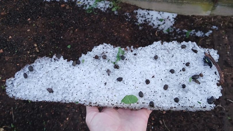 Huge slabs of hail at Denial Bay, near Ceduna.