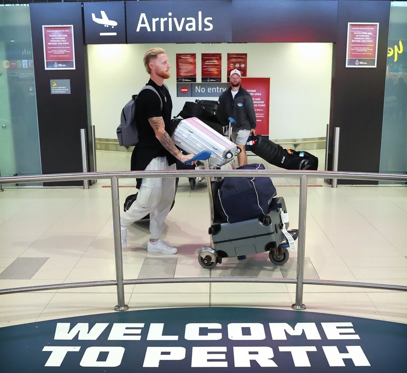 English Cricket Team Captain Ben Stokes and Ben Duckett arrive in Perth. 