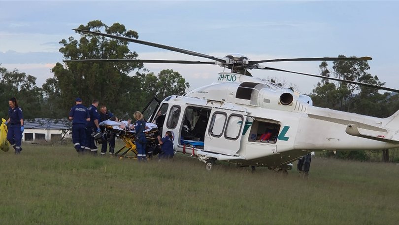 The police officer was airlifted to hospital.