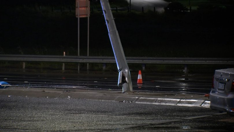 A police was damaged in the crash.