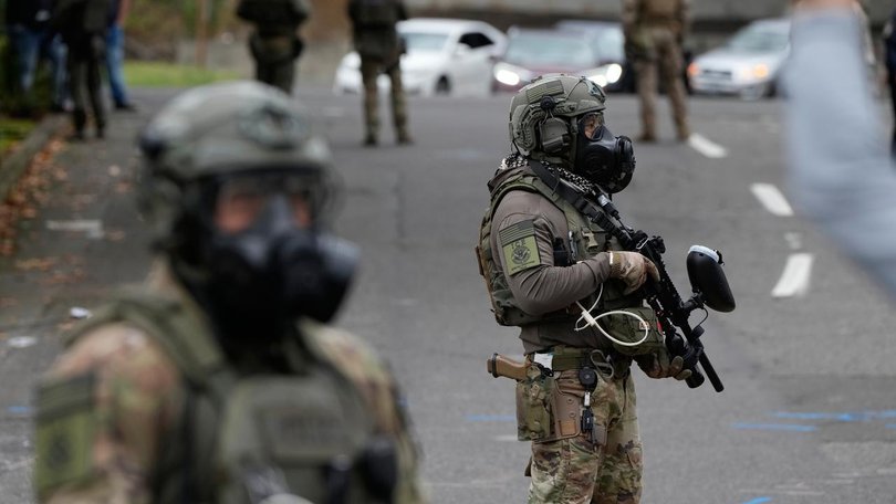 Protests against an immigration enforcement agency have been met with a strong federal response. (AP PHOTO)