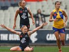 Carlton’s Sophie McKay celebrates a goal.