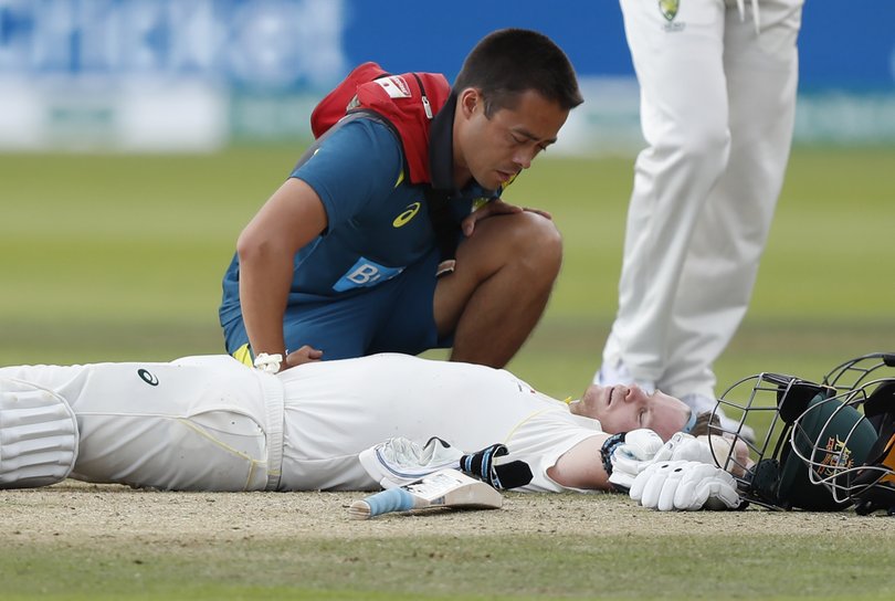 Steve Smith after getting battered by Jofra Archer.