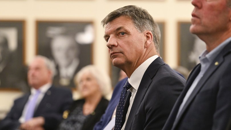 Angus Taylor during the joint Coalition party room at Parliament House in Canberra. 