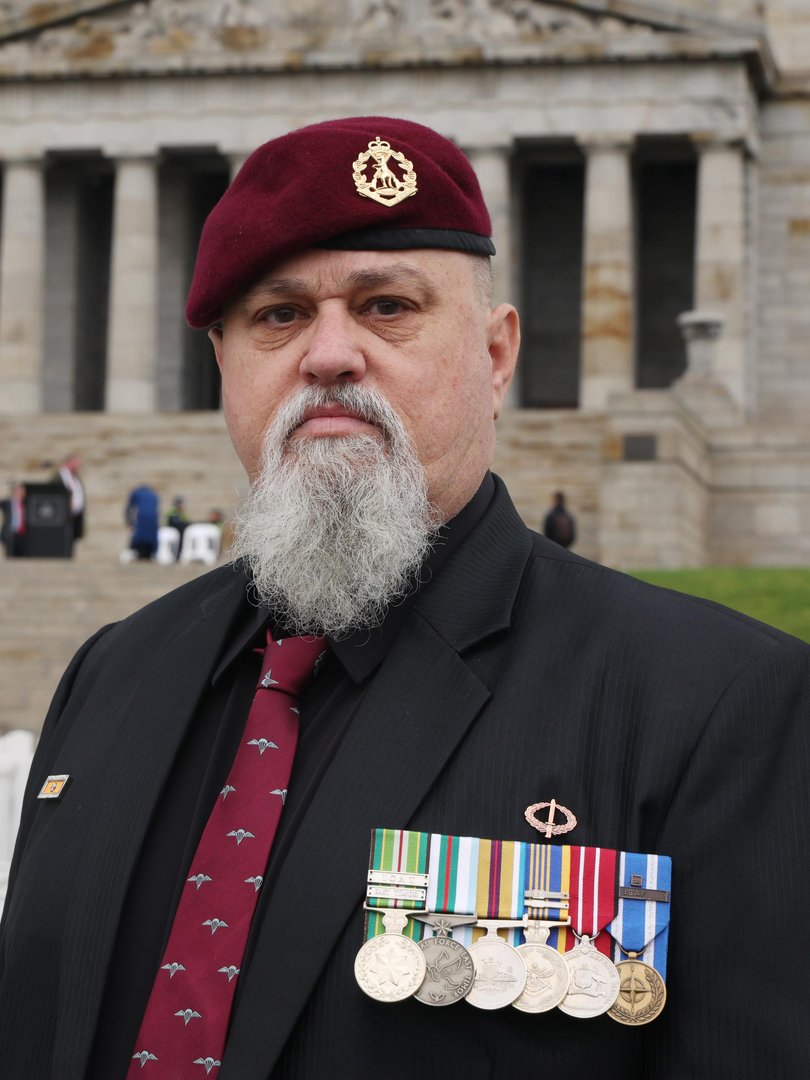 Veteran Warren Stevens attended the service in Melbourne. Picture: NewsWire/ David Crosling