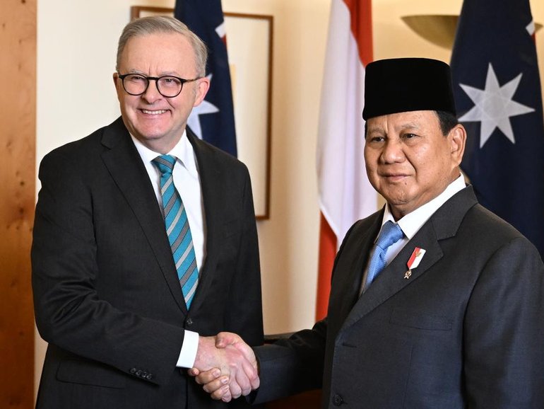 Prabowo Subianto is making his first official visit to Australia as leader of Indonesia. (Lukas Coch/AAP PHOTOS)