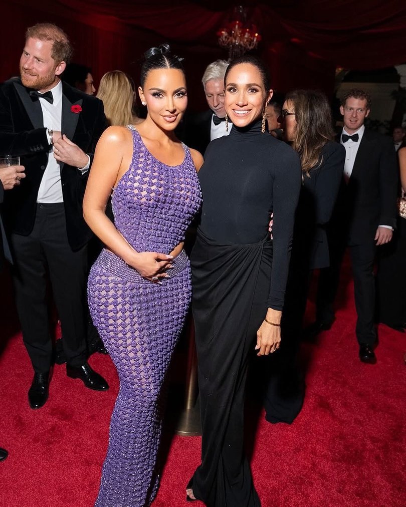 Kim Kardashian and Meghan Markle at Kris Jenner's 70th bithday.