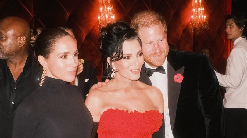 Prince Harry and Meghan Markle attending Kris Jenner's 70th birthday party.