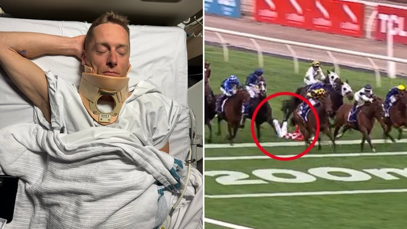 Blake Shinn in hospital after his fall on Melbourne Cup Day.