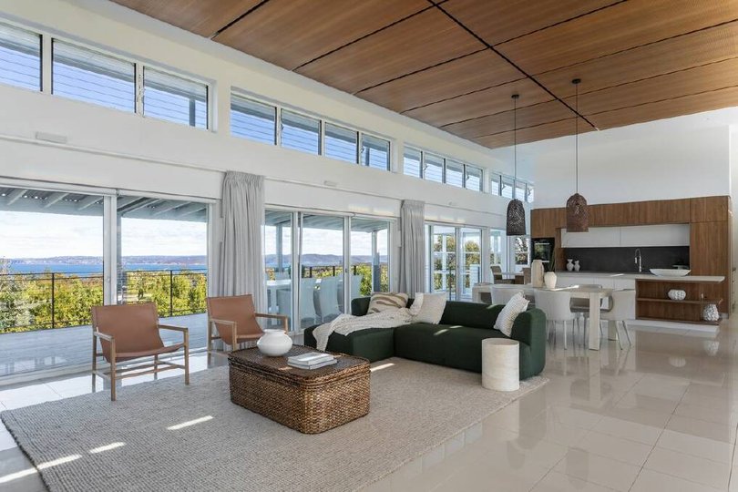 Open-plan living, dining and kitchen.