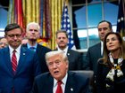 President Donald Trump speaks before signing the funding package to re-open the federal government in the Oval Office of the White House.