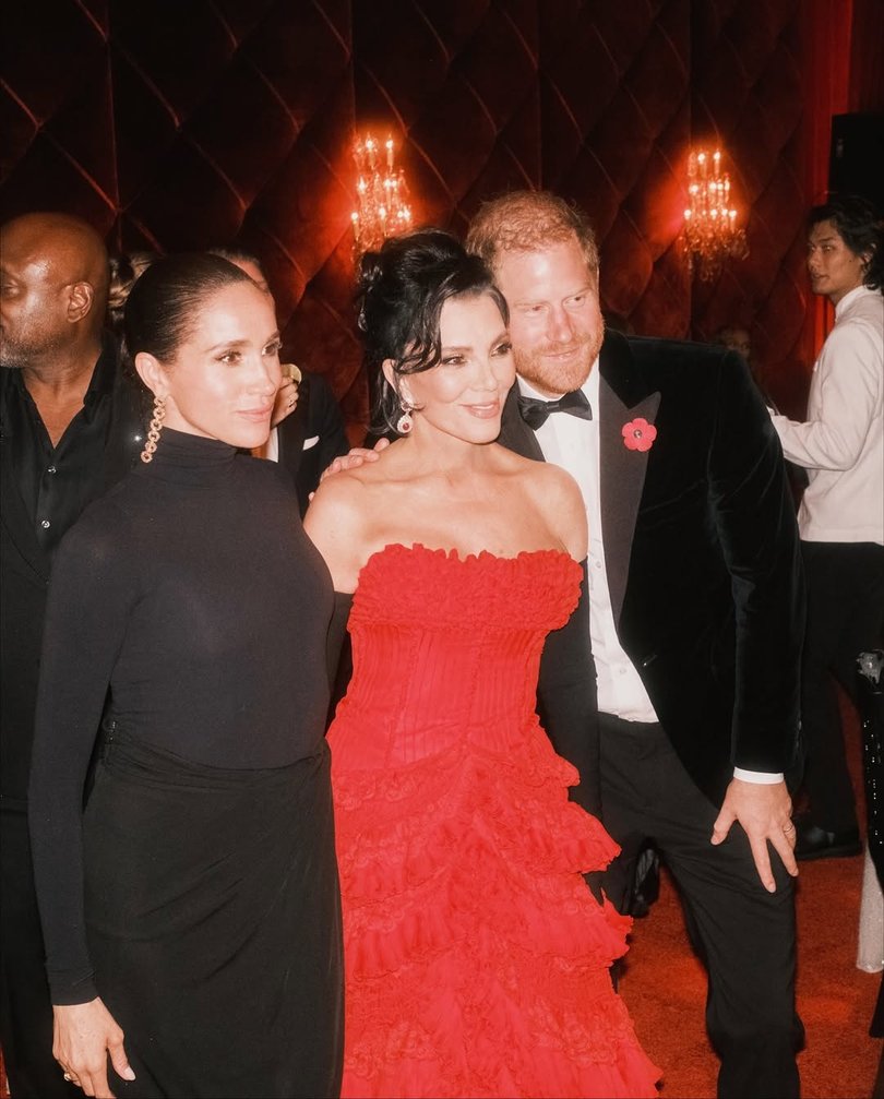 Prince Harry and Meghan Markle attending Kris Jenner's 70th birthday party.