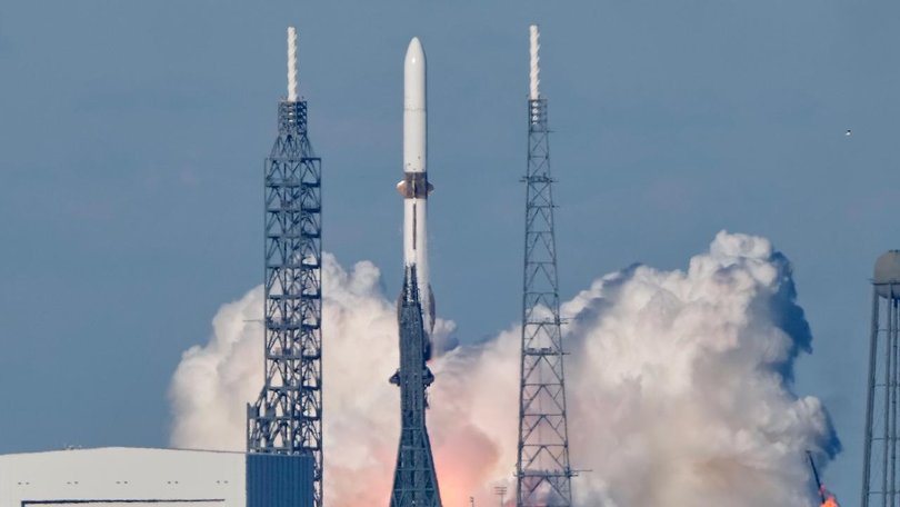 The 98-metre New Glenn rocket has blasted into the afternoon sky from Cape Canaveral. (AP PHOTO)