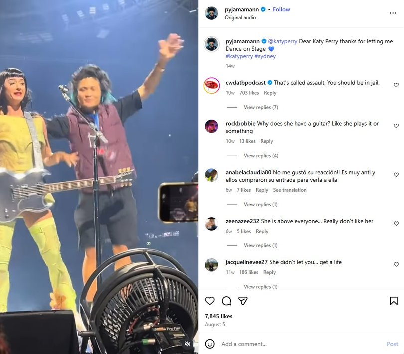 ‘Dear Katy Perry thank you for letting me Dance for you on Stage’, he wrote.