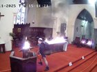 CCTV captured the fire being lit inside the church. Supplied.