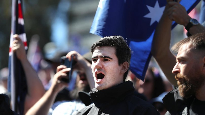 Jacob Hersant (centre) is a self-described neo-Nazi. NewsWire / Scott Powick