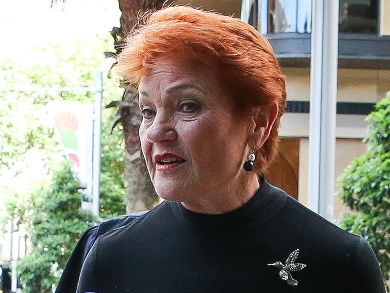 Pauline Hanson arrives at Federal Court, to appeal after Greens senator Mehreen Faruqi sued her under the Racial Discrimination Act. Photo: NewsWire/ Gaye Gerard