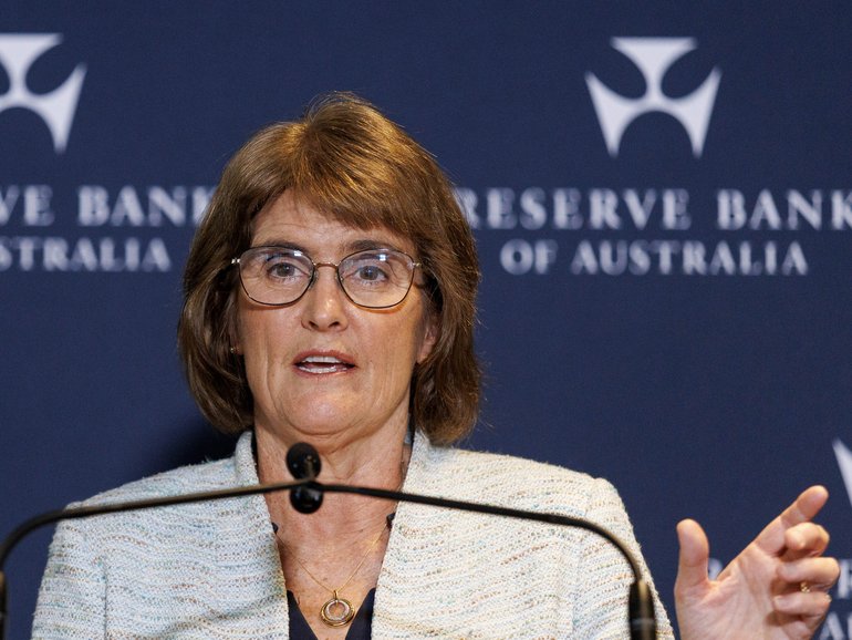 RBA Governor Michele Bullock during a press conference earlier this month.