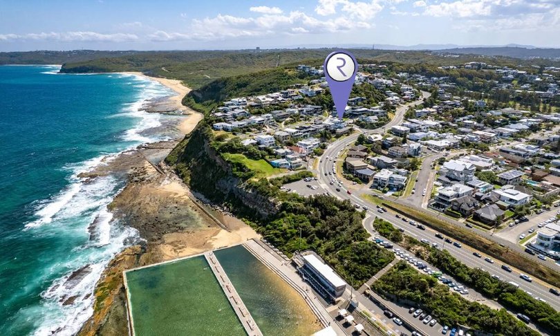 An aerial view of the location close to Merewether Beach and Merewether Ocean Baths.
