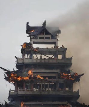 Fire destroys temple built over 1500 years ago.