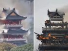 Fire destroys temple built over 1500 years ago.
