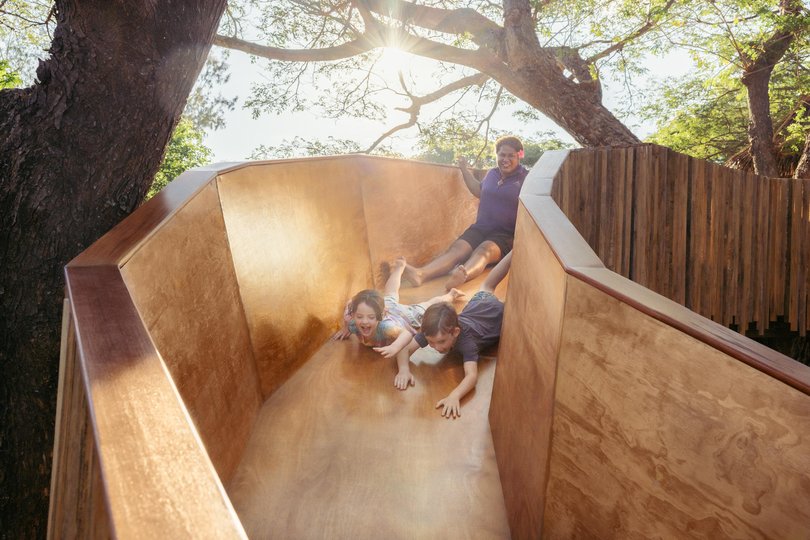 Slipping and sliding at Six Senses Fiji.