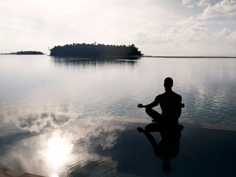 Meditation time at the Water Villa. 