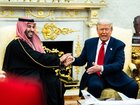 President Donald Trump and Crown Prince and Saudi Crown Prince Mohammed bin Salman on Tuesday in the Oval Office. MUST CREDIT: Demetrius Freeman/The Washington Post