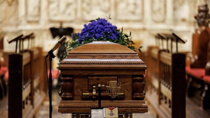 Laws’ casket at St Andrew’s Cathedral. Picture: NewsWire / Nikki Short