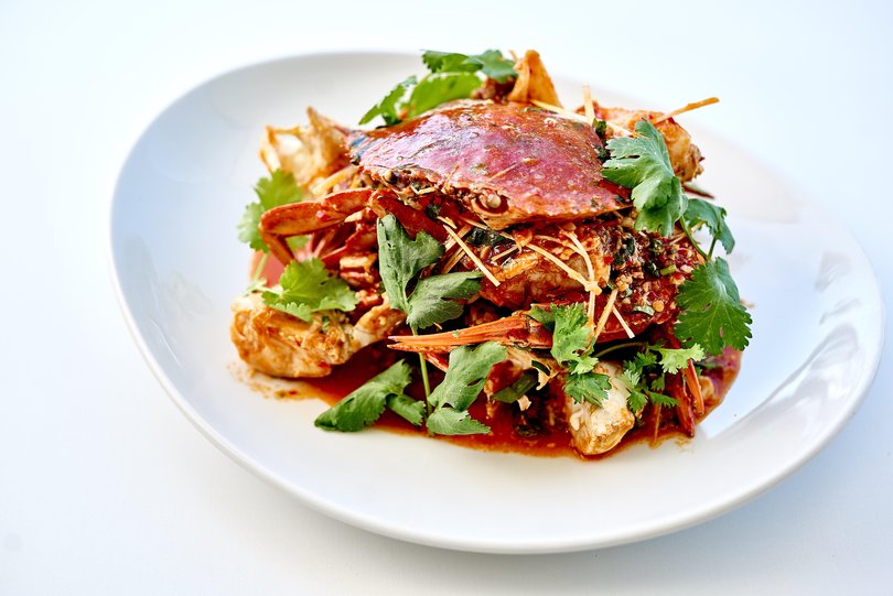 Stein’s signature mix of simple seafood, soft linens and ocean devotion.