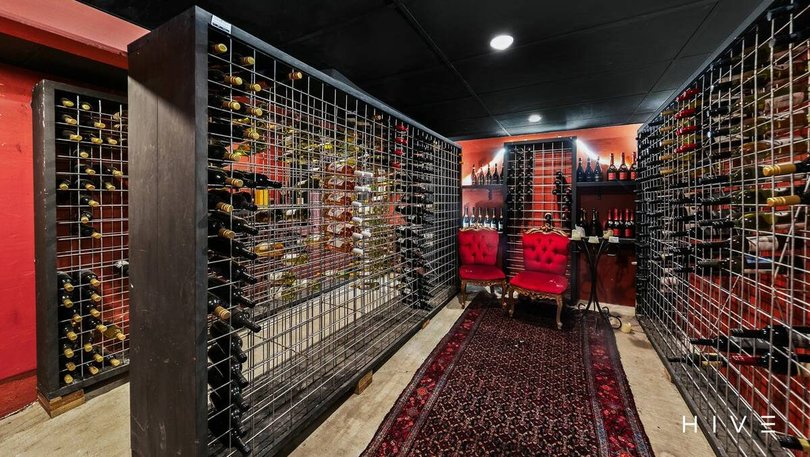 The 4,000-bottle wine cellar.
