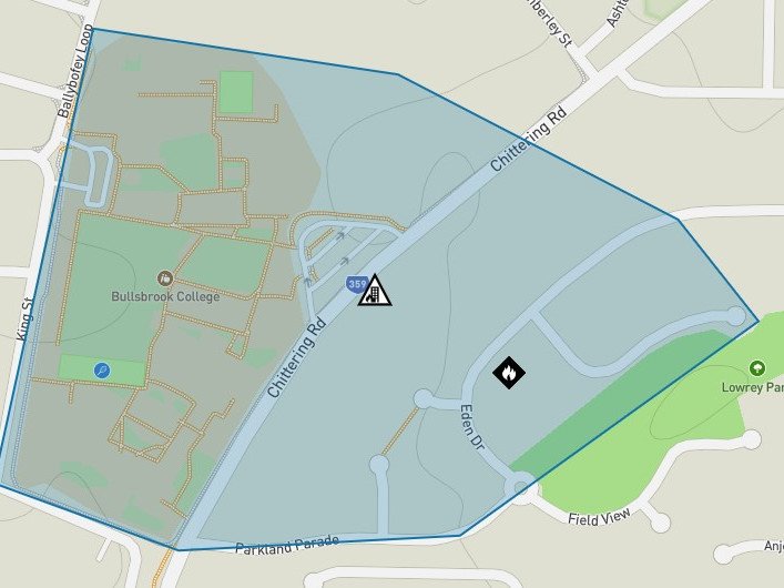 A smoke warning has been issued in Bullsbrook due to a house fire.