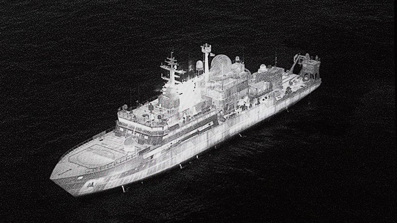 The Russian spy ship Yantar has used lasers to disrupt RAF pilots, the UK defence minister says. (AP PHOTO)