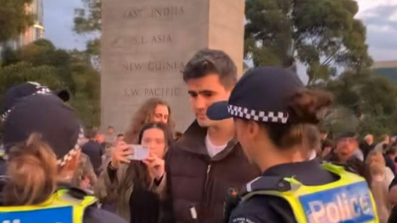 Jacob Hersant was spoken to by police after the alleged Dawn Service disruption.