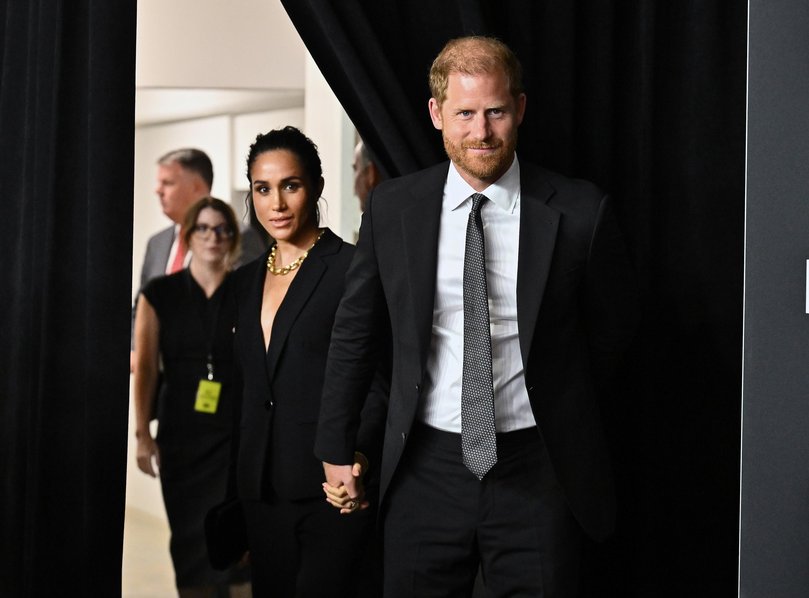 Meghan Markle, left, and Prince Harry, The Duke and Duchess of Sussex, attend the third annual World Mental Health Day Gala.